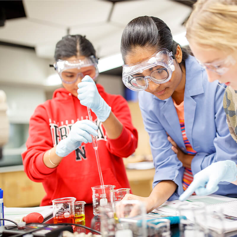 Students working in a lab.